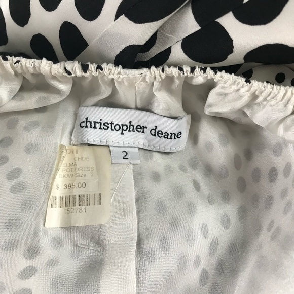 Y2K NWT Christopher Dean 100% Silk Black & White Polka Dot Yacht Maxi Dress 2 - Picture 7 of 9